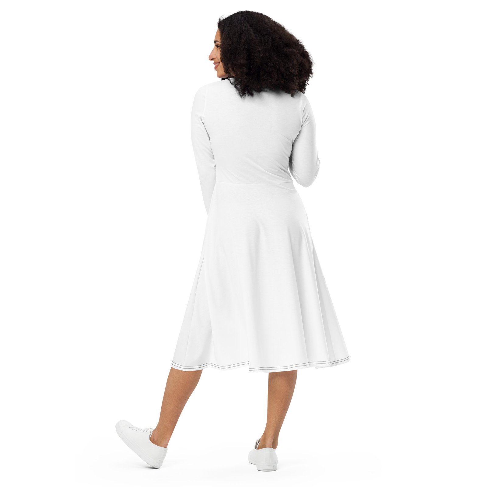 All-over print long sleeve midi dress - Image 3