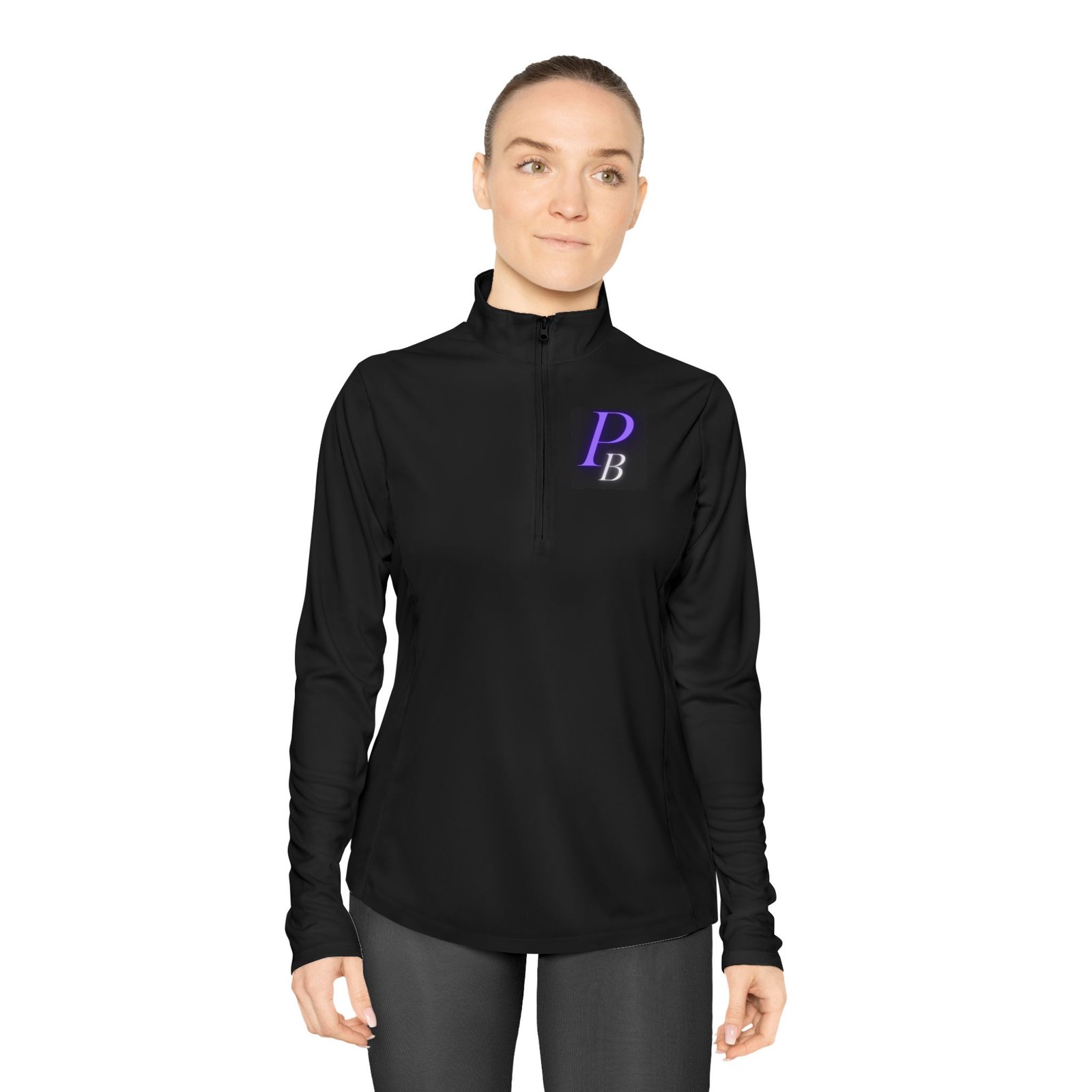 Ladies Quarter-Zip Poker Pullover — PB Monogram Performance Pullover - Image 2