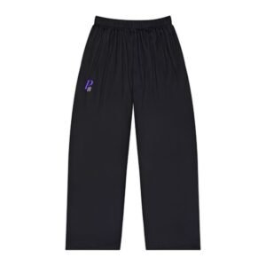 Purple Script 'P' Logo Pajama Pants | Black Lounge Bottoms
