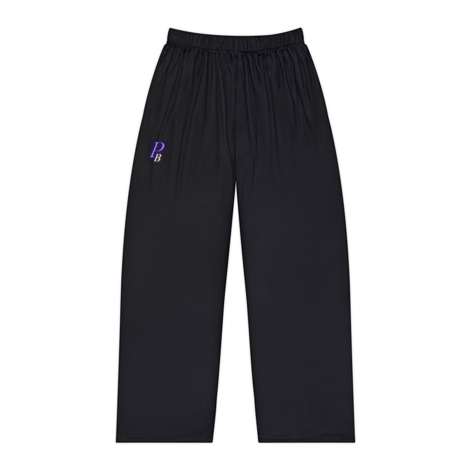Purple Script 'P' Logo Pajama Pants | Black Lounge Bottoms