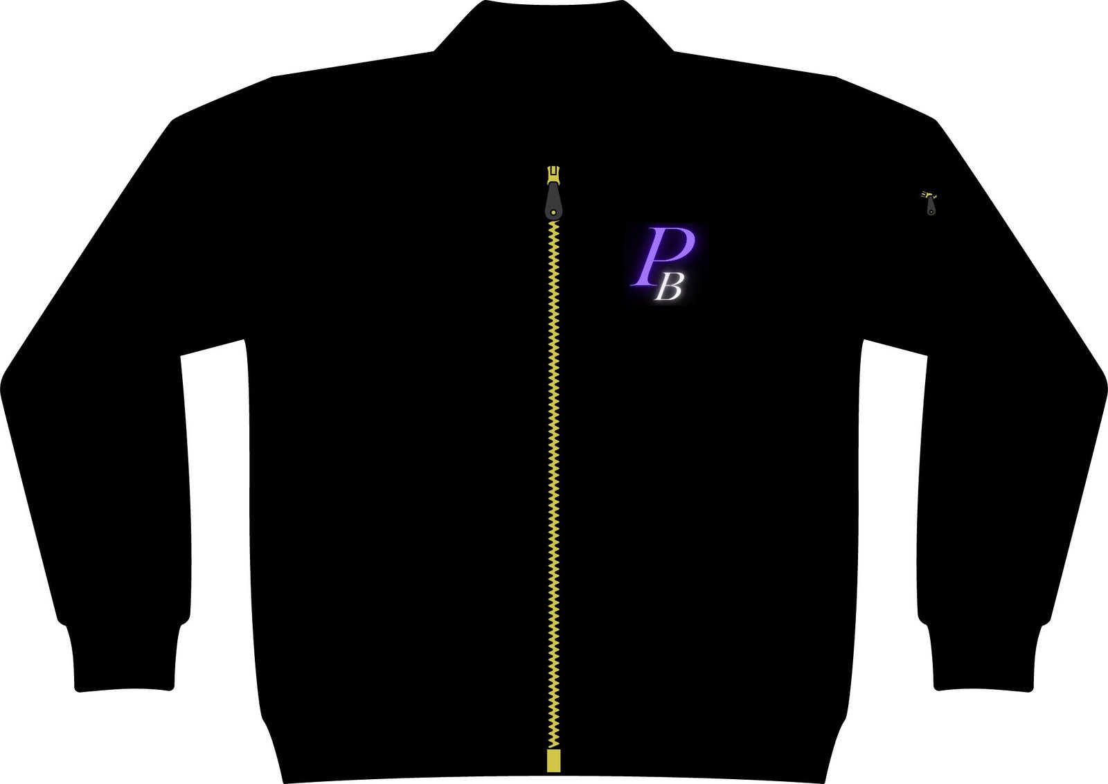 Poker Bomber Jacket — Minimalist Black Zip Bomber with Purple & White Monogram
