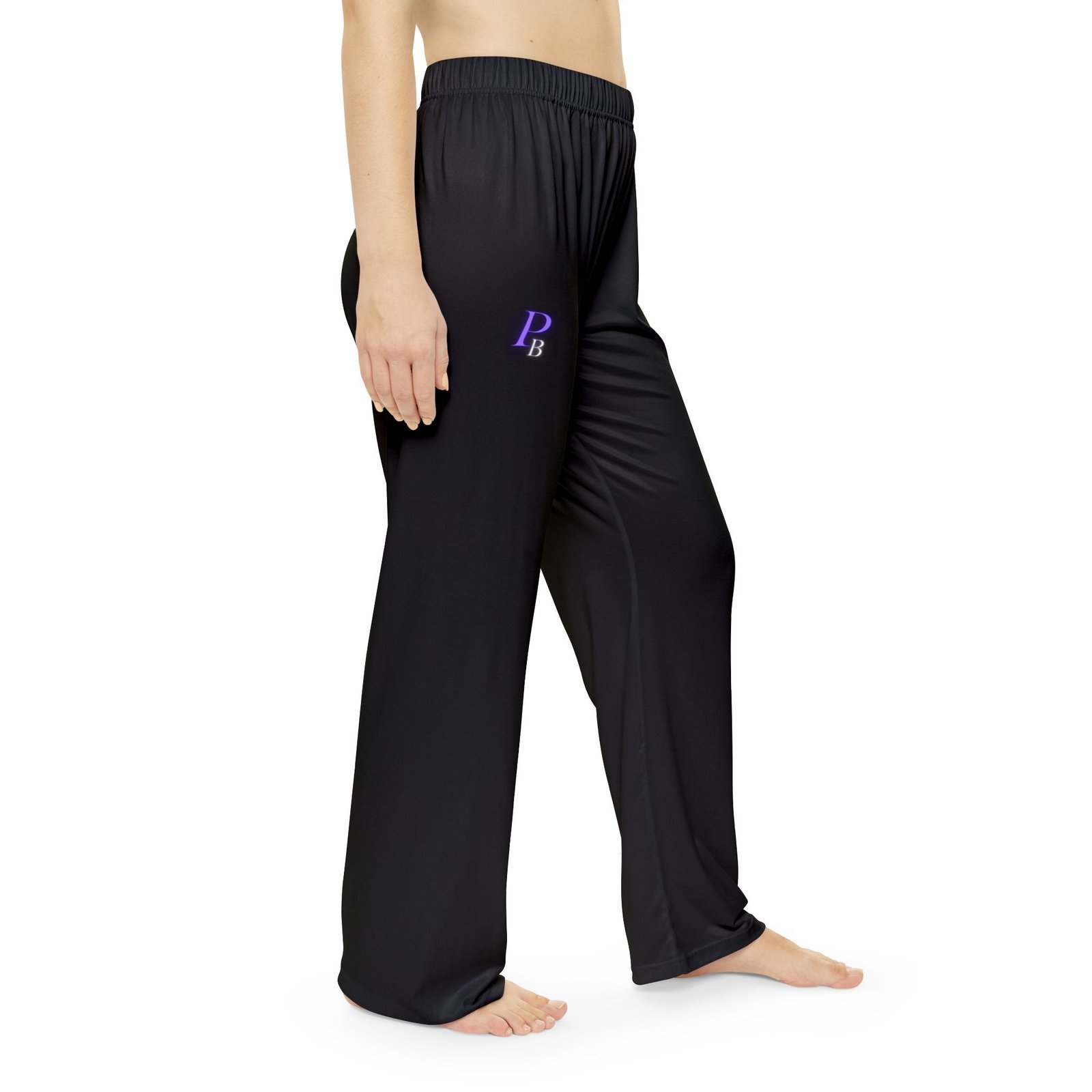 Purple Script 'P' Logo Pajama Pants | Black Lounge Bottoms - Image 6