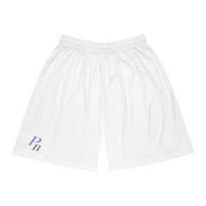 White |  Basketball Shorts with Minimal PB Monogram