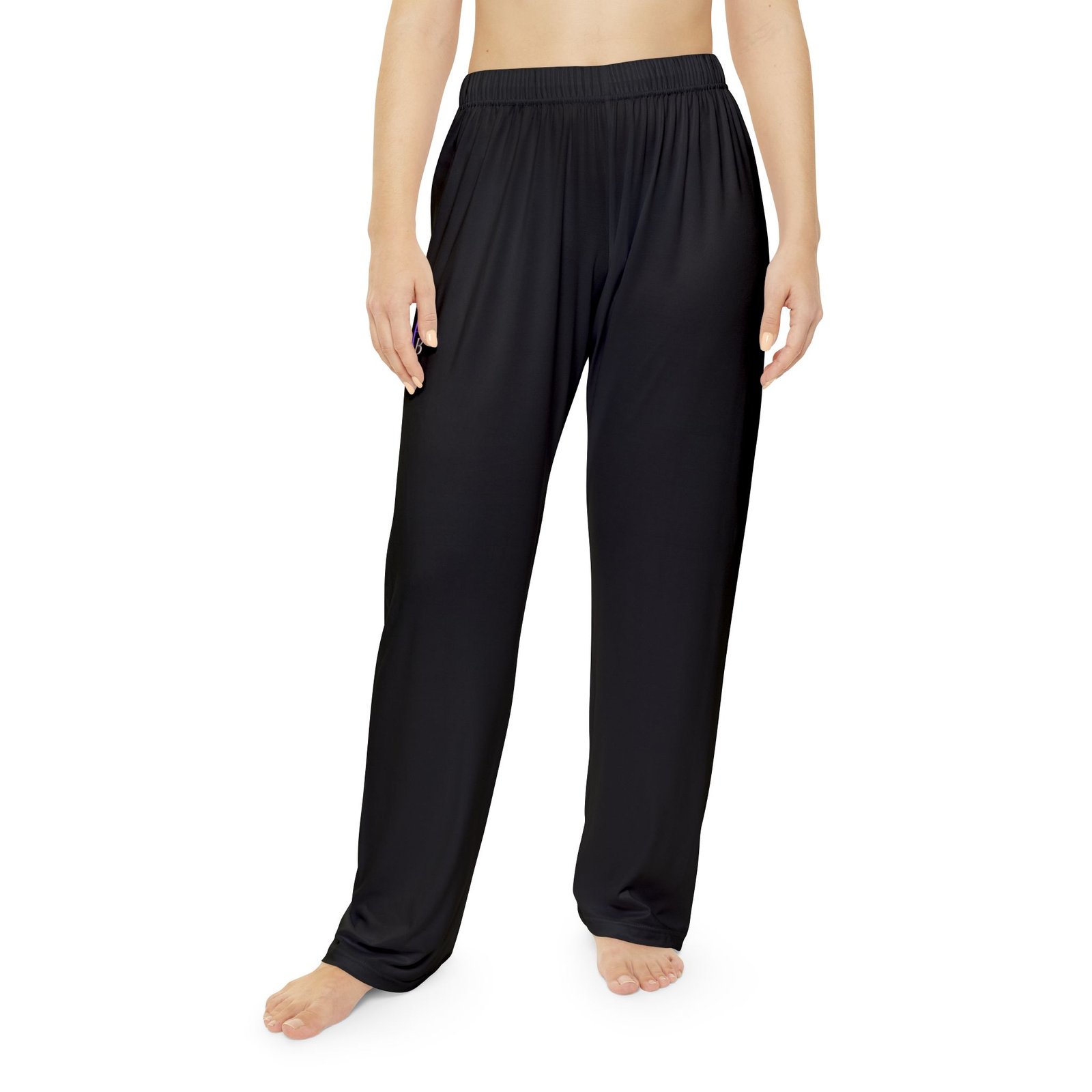 Purple Script 'P' Logo Pajama Pants | Black Lounge Bottoms - Image 3