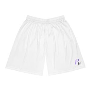 White | Basketball Shorts with Minimal PB Monogram