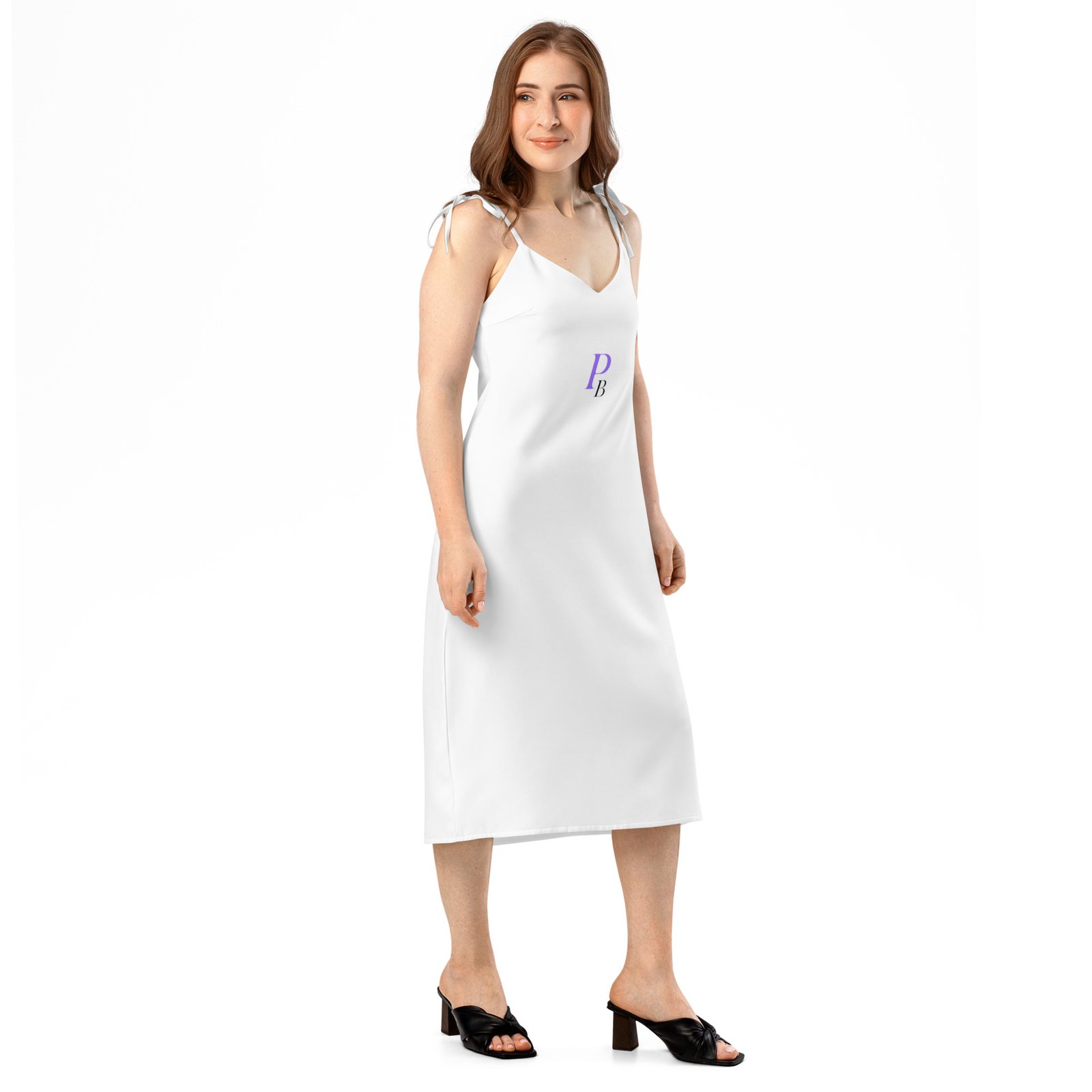 Spaghetti Tie-Strap Midi Poker Dress - Image 6